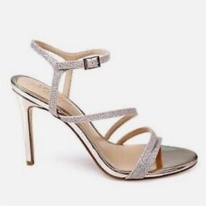 Badgely Mischka Jewel Madison Gold Sparkle Strappy Heels Size 8.5